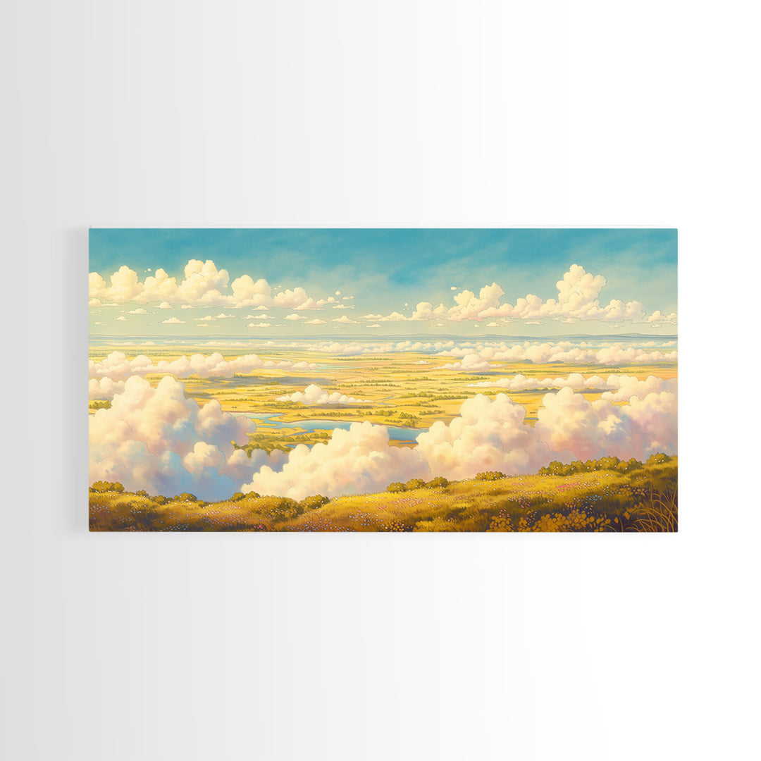 Romantic Cloudscape with Blush and Cream Tones Canvas Print, General Fine Art, Luxury Decor, Living Room Decor, GEN-2x1-38