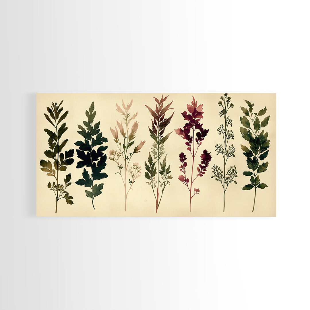 Botanical Silhouette Series Canvas Print, General Fine Art, Painting, Living Room Decor, Fine Art, Oil Painting, GEN-2x1-41