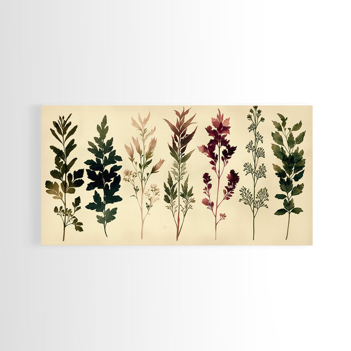 Botanical Silhouette Series Canvas Print, General Fine Art, Painting, Living Room Decor, Fine Art, Oil Painting, GEN-2x1-41