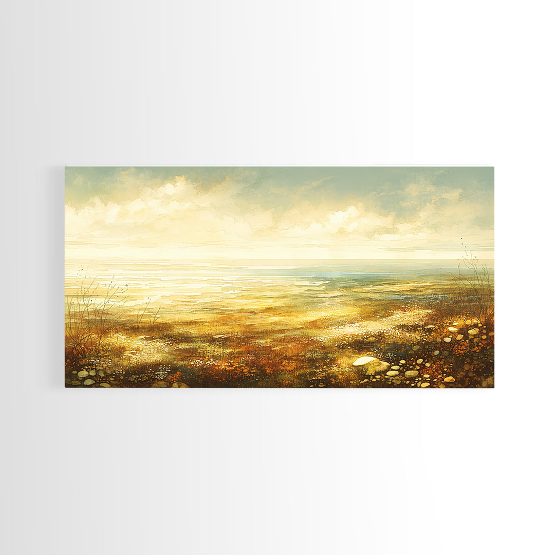 Quiet Abstract Landscape Framed Canvas Print, General Fine Art, Printable, Living Room Decor, Oil Painting, Framed Wall Art, GEN-2x1-45