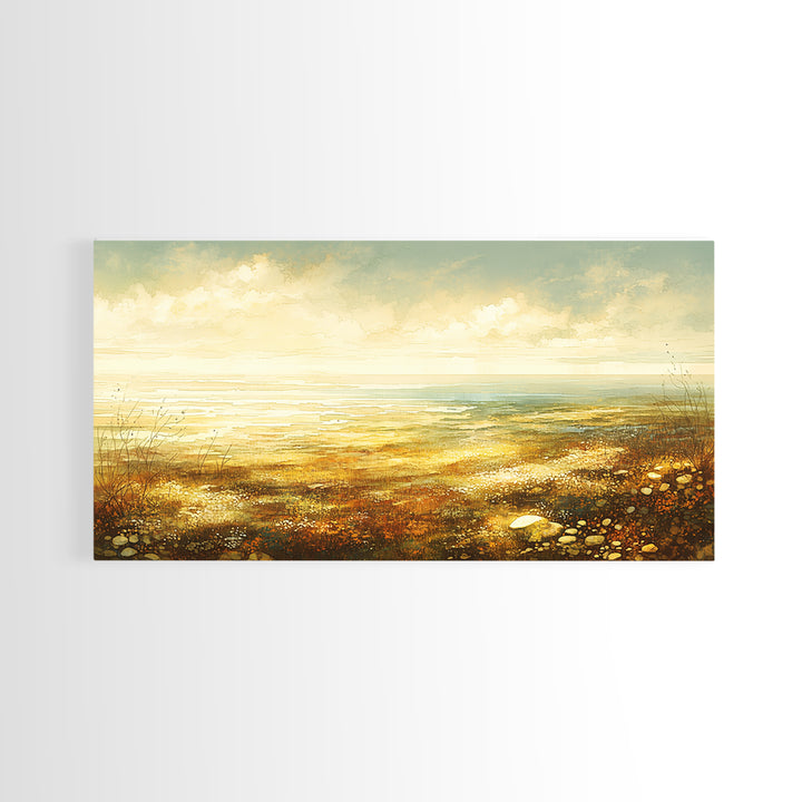 Quiet Abstract Landscape Framed Canvas Print, General Fine Art, Printable, Living Room Decor, Oil Painting, Framed Wall Art, GEN-2x1-45
