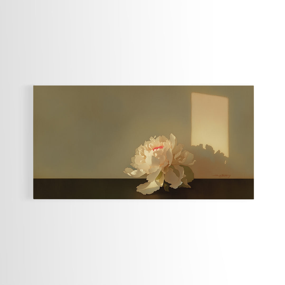 Single Sculptural Flower on a Dark Ground Canvas Print, General Fine Art, Canvas, Living Room Decor, Watercolor Art, GEN-2x1-53