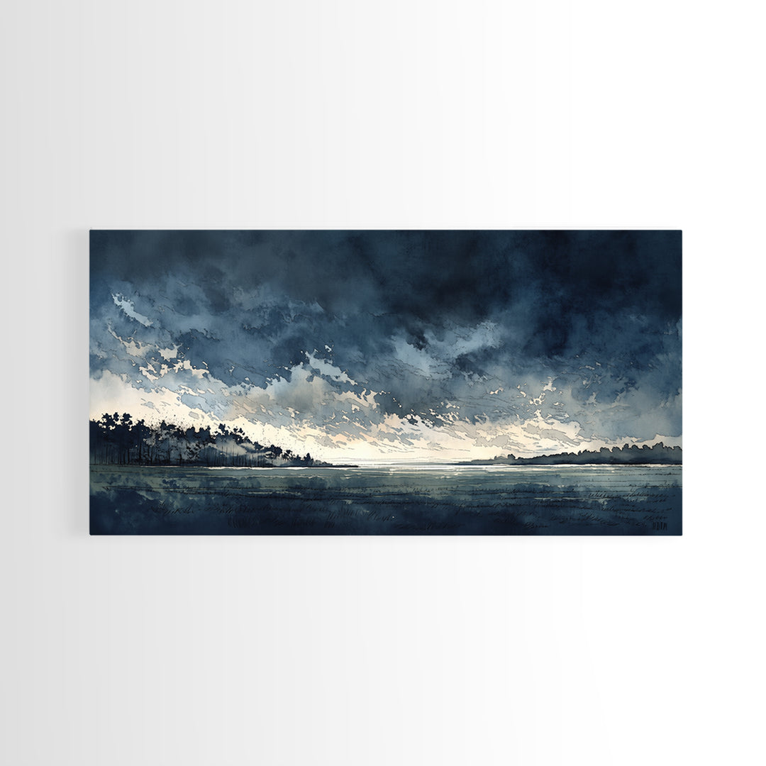 Elegant Ink Wash Landscape Canvas Print, General Fine Art, Digital Prints, Living Room Decor, Oil Painting, Large Wall Art, GEN-2x1-64