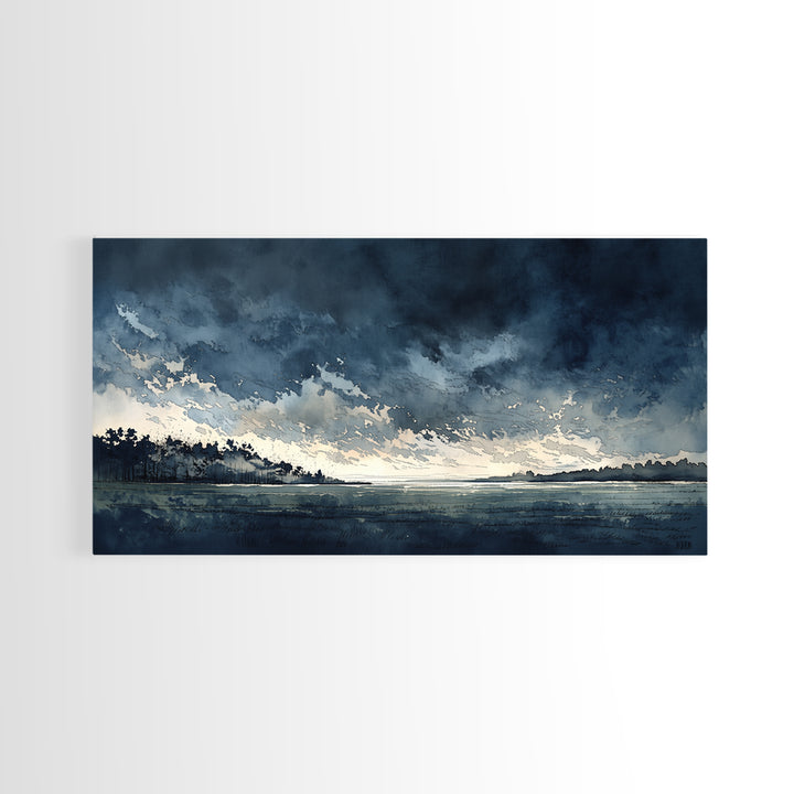Elegant Ink Wash Landscape Canvas Print, General Fine Art, Digital Prints, Living Room Decor, Oil Painting, Large Wall Art, GEN-2x1-64