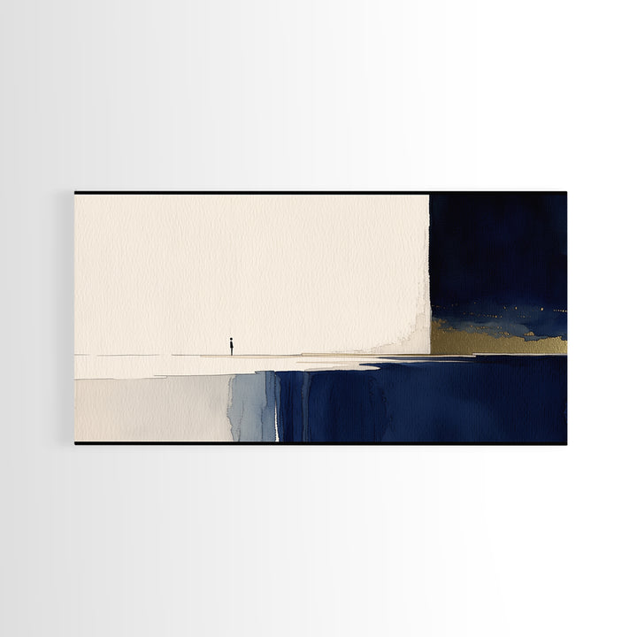 Minimal Black Line Figure on Textured Paper Canvas Print, General Fine Art, Canvas Wall Art, Living Room Decor, Fine Art, GEN-2x1-71