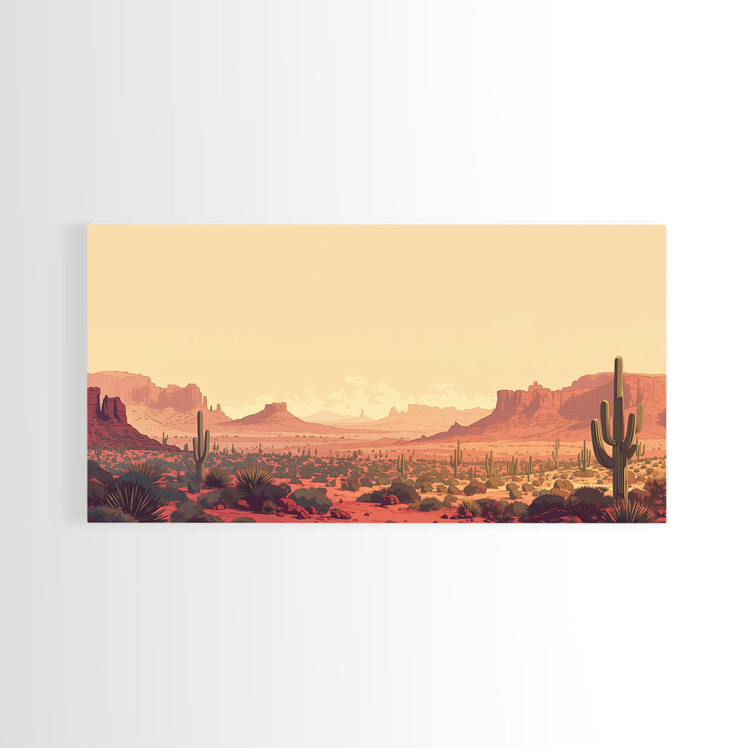 Serene Desert Horizon Framed Canvas Print, General Fine Art, Mid Century Modern, Living Room Decor, Fine Art, GEN-2x1-85