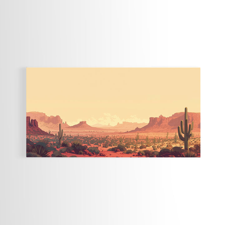 Serene Desert Horizon Framed Canvas Print, General Fine Art, Mid Century Modern, Living Room Decor, Fine Art, GEN-2x1-85
