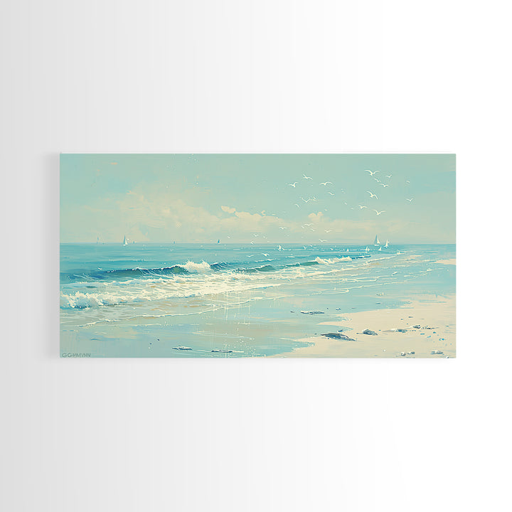 Coastal Water Study Framed Canvas Print, General Fine Art, Digital Wall Art, Living Room Decor, Fine Art, Neutral Decor, GEN-2x1-97