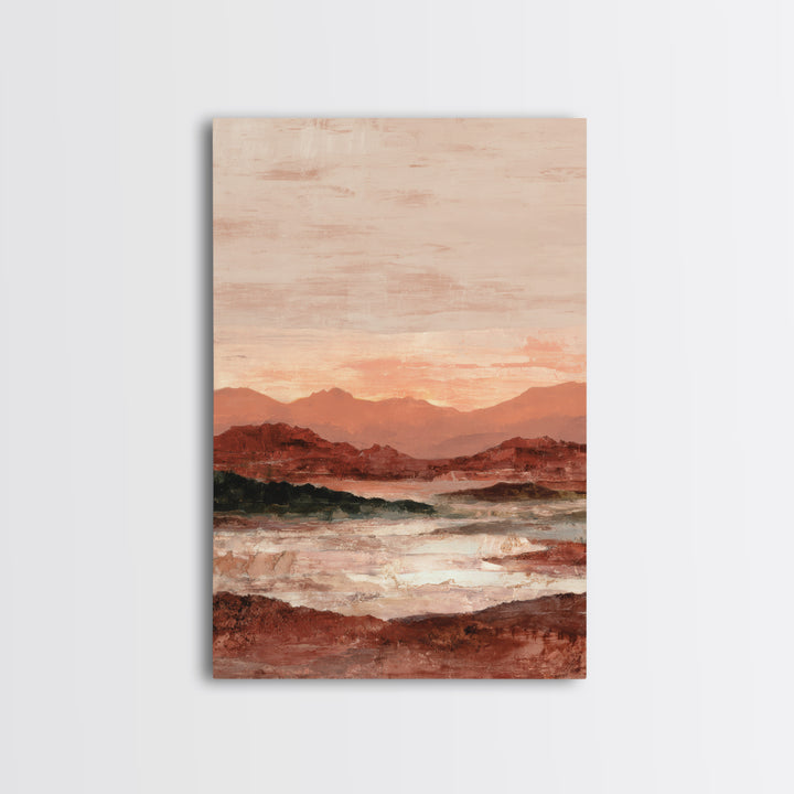 Serene Desert Horizon Framed Canvas Print, General Fine Art, Digital Prints, Living Room Decor, Oil Painting, GEN-2x3-1