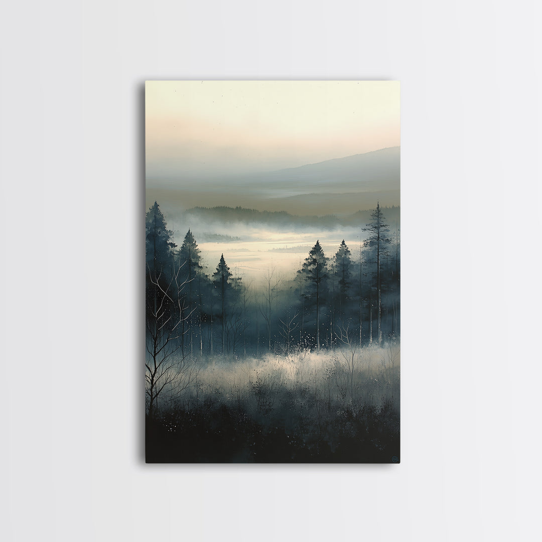 Elegant Ink Wash Landscape Framed Canvas Print, General Fine Art, Wall Decor, Living Room Decor, Fine Art, Original Painting, GEN-2x3-100