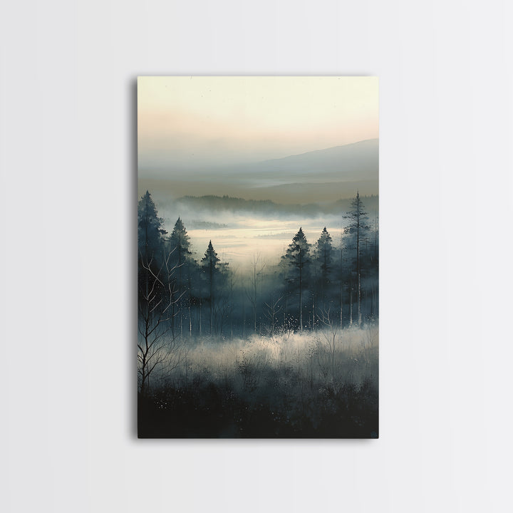 Elegant Ink Wash Landscape Framed Canvas Print, General Fine Art, Wall Decor, Living Room Decor, Fine Art, Original Painting, GEN-2x3-100
