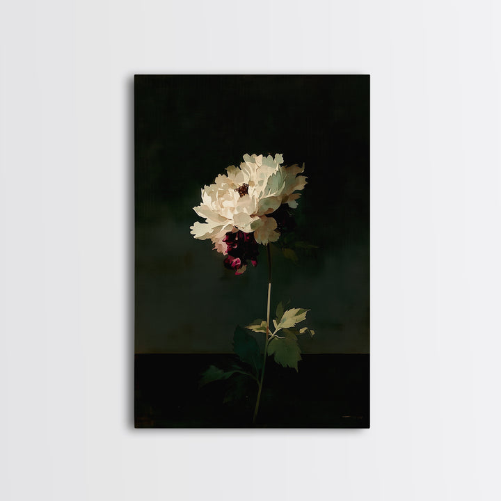 Single Sculptural Flower on a Dark Ground Framed Canvas Print, General Fine Art, Digital Art, Living Room Decor, Fine Art, GEN-2x3-17