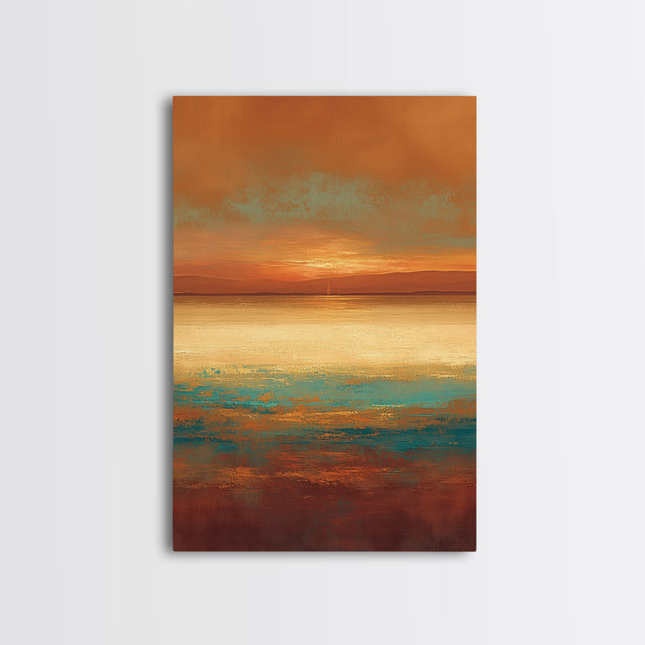 Serene Desert Horizon Framed Canvas Print, General Fine Art, Digital Prints, Living Room Decor, Oil Painting, GEN-2x3-25
