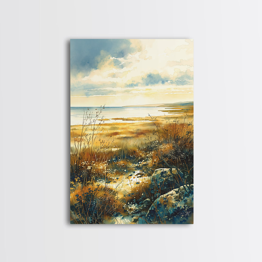 Quiet Abstract Landscape Framed Canvas Print, General Fine Art, Wall Art Prints, Living Room Decor, Watercolor Art, GEN-2x3-33