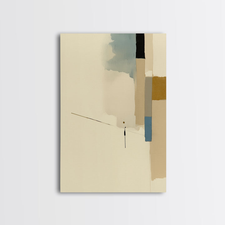 Minimal Black Line Figure on Textured Paper Canvas Print, General Fine Art, Print, Living Room Decor, Fine Art, GEN-2x3-35