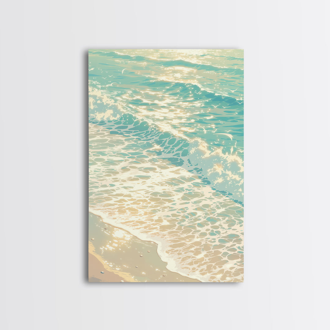 Coastal Water Study Framed Canvas Print, General Fine Art, Art Print, Living Room Decor, Fine Art, Original Art, GEN-2x3-37