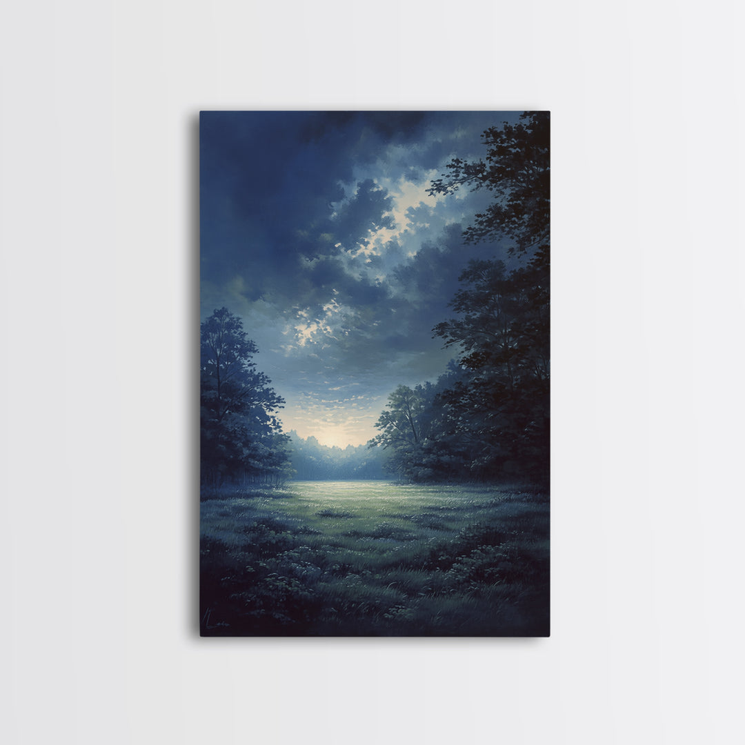 Moody Forest Clearing Canvas Print, General Fine Art, Contemporary Art, Living Room Decor, Fine Art, Digital Art, GEN-2x3-40