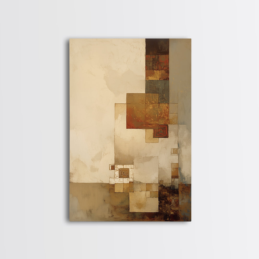 Earthy Plaster Texture Abstract Framed Canvas Print, General Fine Art, Digital Art, Living Room Decor, Fine Art, GEN-2x3-47