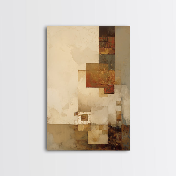 Earthy Plaster Texture Abstract Framed Canvas Print, General Fine Art, Digital Art, Living Room Decor, Fine Art, GEN-2x3-47