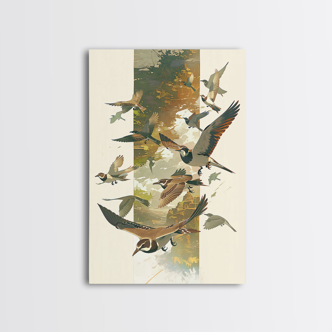 Minimal Birds in Flight over an Open Framed Canvas Print, General Fine Art, Minimalist Decor, Living Room Decor, Fine Art, GEN-2x3-6