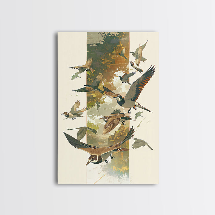 Minimal Birds in Flight over an Open Framed Canvas Print, General Fine Art, Minimalist Decor, Living Room Decor, Fine Art, GEN-2x3-6