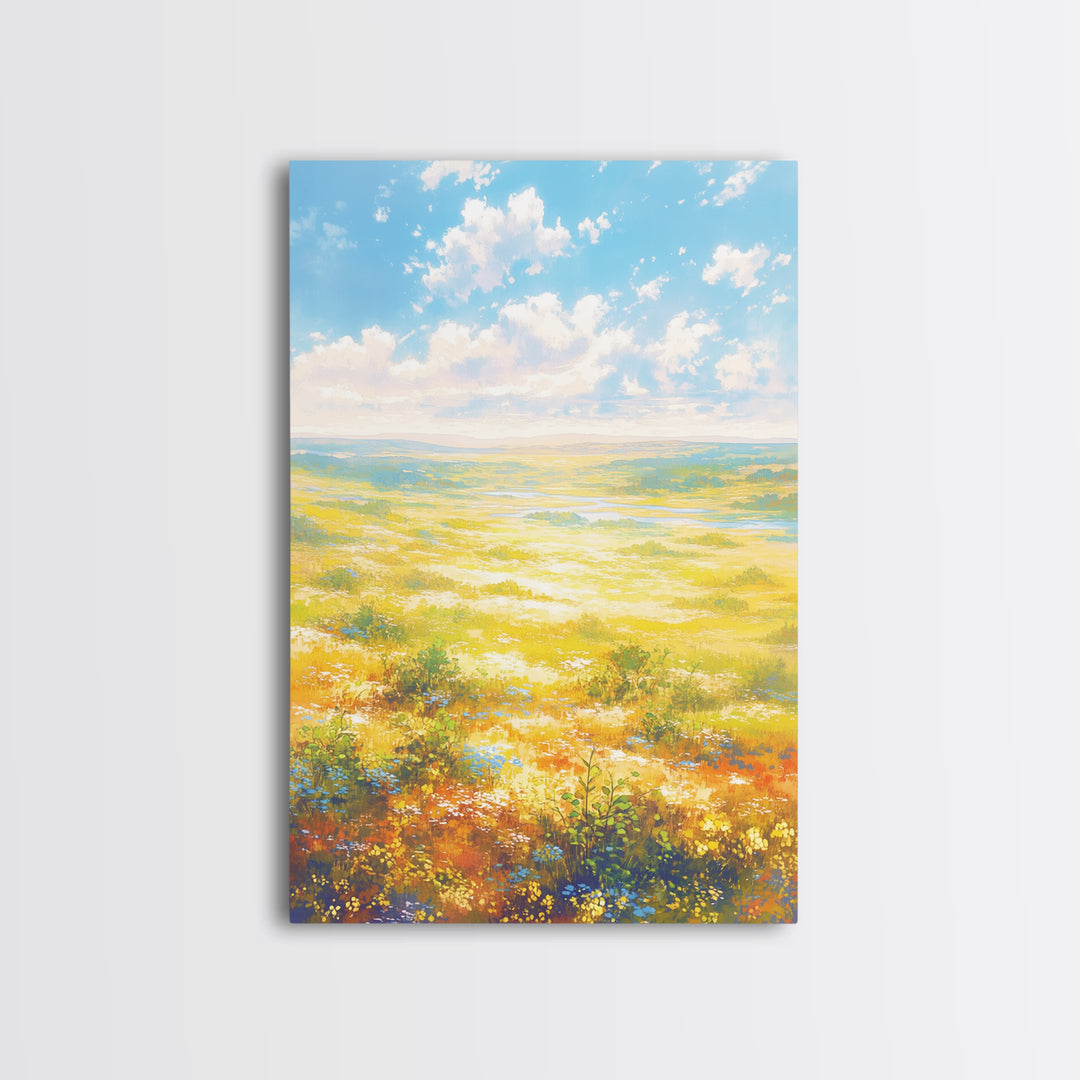 Sunlit Meadow with Loose Impressionist Brushwork Canvas Print, General Fine Art, Digital Prints, Living Room Decor, GEN-2x3-70
