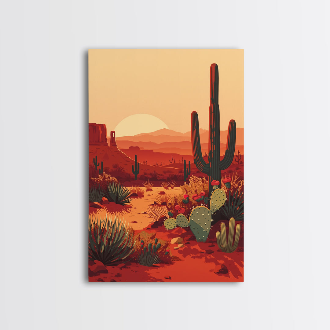 Serene Desert Horizon Framed Canvas Print, General Fine Art, Digital Wall Art, Living Room Decor, Fine Art, Neutral Decor, GEN-2x3-73