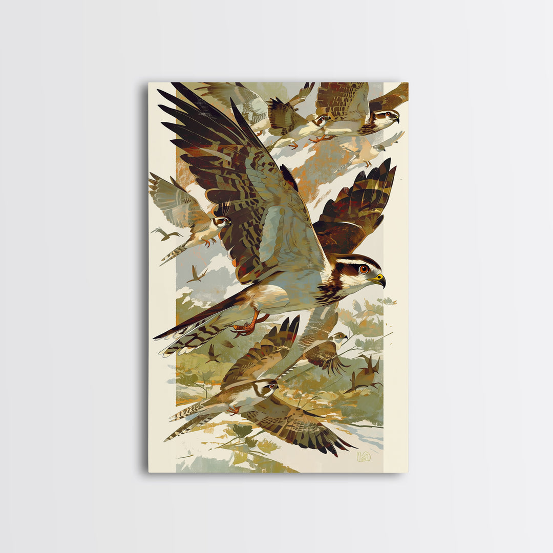 Minimal Birds in Flight over an Open Framed Canvas Print, General Fine Art, Art Prints, Living Room Decor, Fine Art, GEN-2x3-78