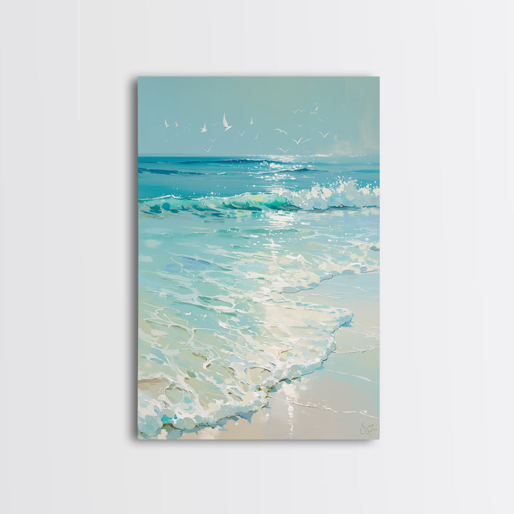 Coastal Water Study Framed Canvas Print, General Fine Art, Wall Hanging, Living Room Decor, Fine Art, Statement Artwork, GEN-2x3-85