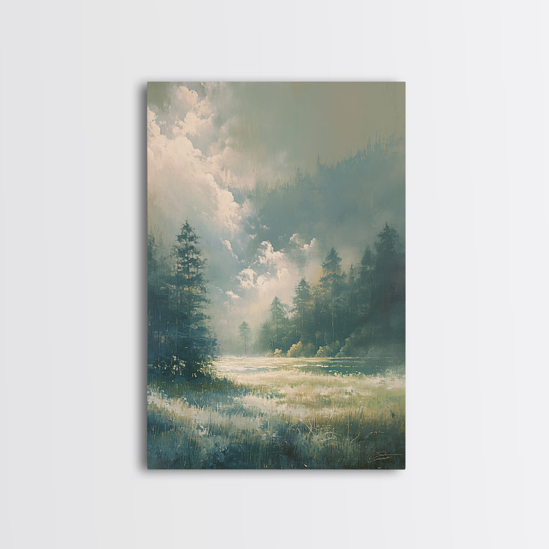 Sunlit Meadow with Loose Impressionist Brushwork Canvas Print, General Fine Art, Printable Wall Art, Living Room Decor, GEN-2x3-94