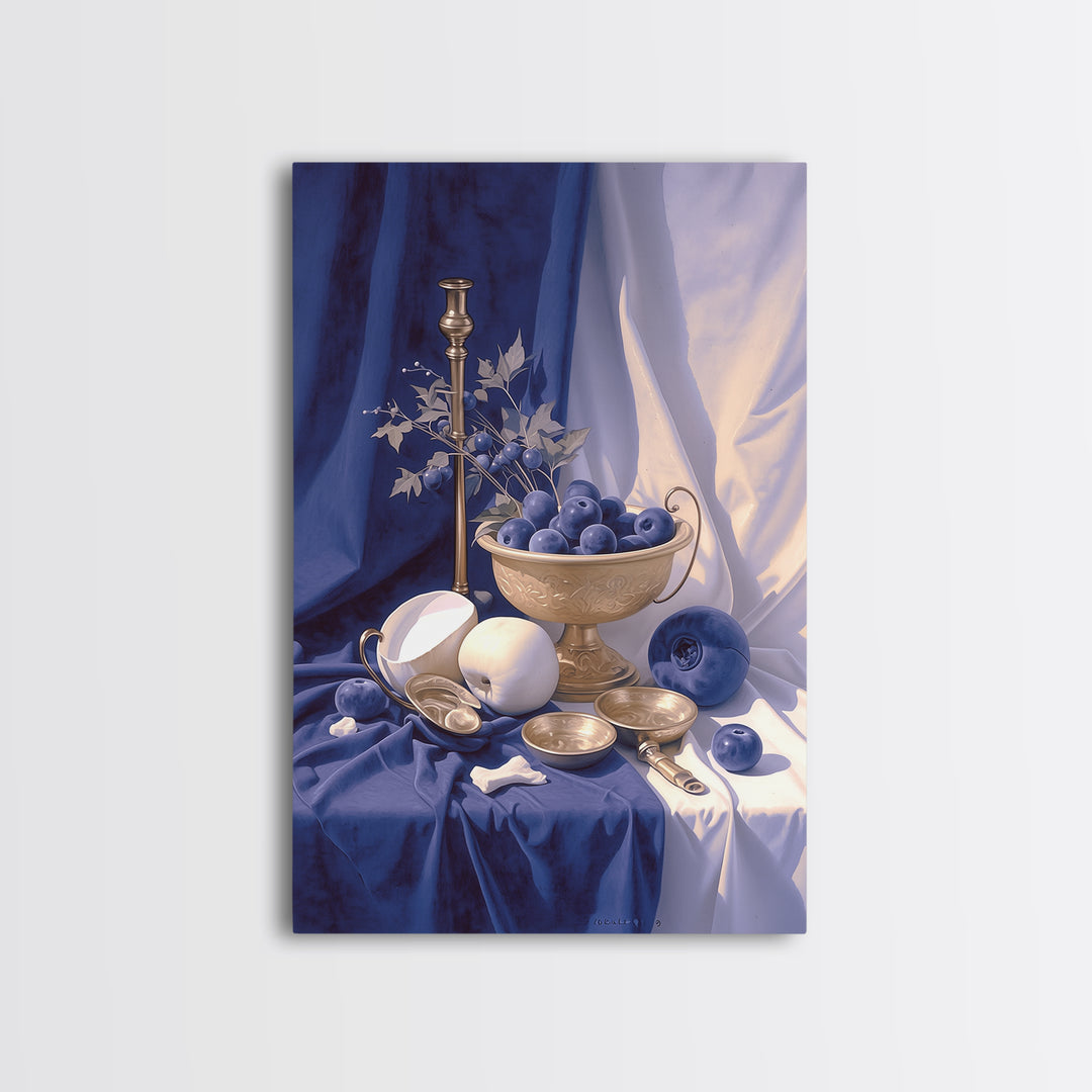 Simple Still Life of Fruit and Linen Canvas Print, General Fine Art, Oil Painting, Living Room Decor, Abstract Art, GEN-2x3-96