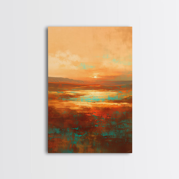 Serene Desert Horizon Framed Canvas Print, General Fine Art, Digital Wall Art, Living Room Decor, Fine Art, Neutral Decor, GEN-2x3-97