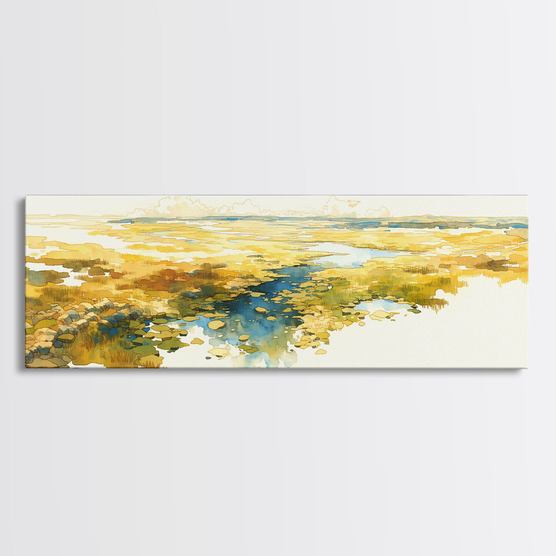 Quiet Abstract River Shape Canvas Print, General Fine Art, Large Wall Art, Living Room Decor, Abstract Art, Modern Decor, GEN-3x1-16