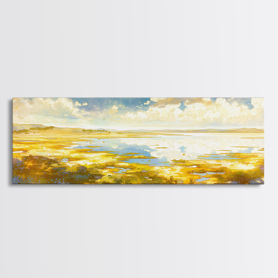 Dreamlike Moonlit Lake Canvas Print, General Fine Art, Art Deco, Living Room Decor, Fine Art, Fine Art Print, GEN-3x1-29