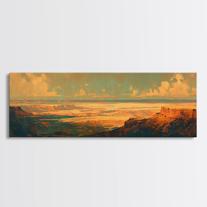 Serene Desert Horizon Canvas Print, General Fine Art, Wall Hanging, Living Room Decor, Oil Painting, Statement Artwork, GEN-3x1-33