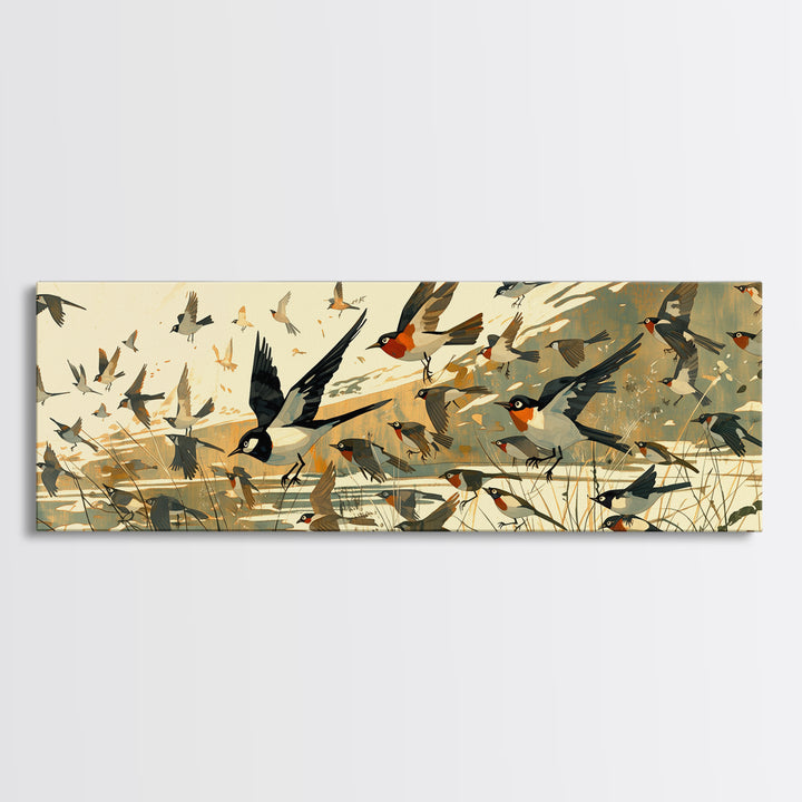 Minimal Birds in Flight over an Open Canvas Print, General Fine Art, Printable, Living Room Decor, Fine Art, GEN-3x1-38
