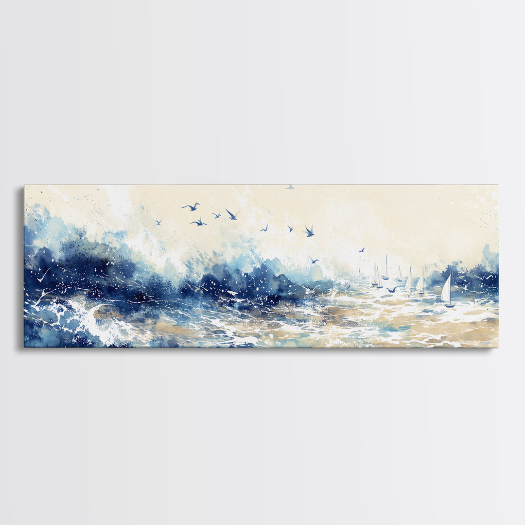 Coastal Water Study Canvas Print, General Fine Art, Framed Wall Art, Living Room Decor, Fine Art, Luxury Decor, GEN-3x1-45