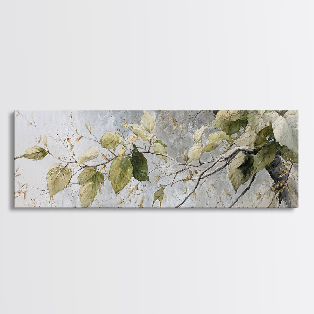 Soft Watercolor Branch Study Framed Canvas Print, General Fine Art, Digital Prints, Living Room Decor, Oil Painting, GEN-3x1-51
