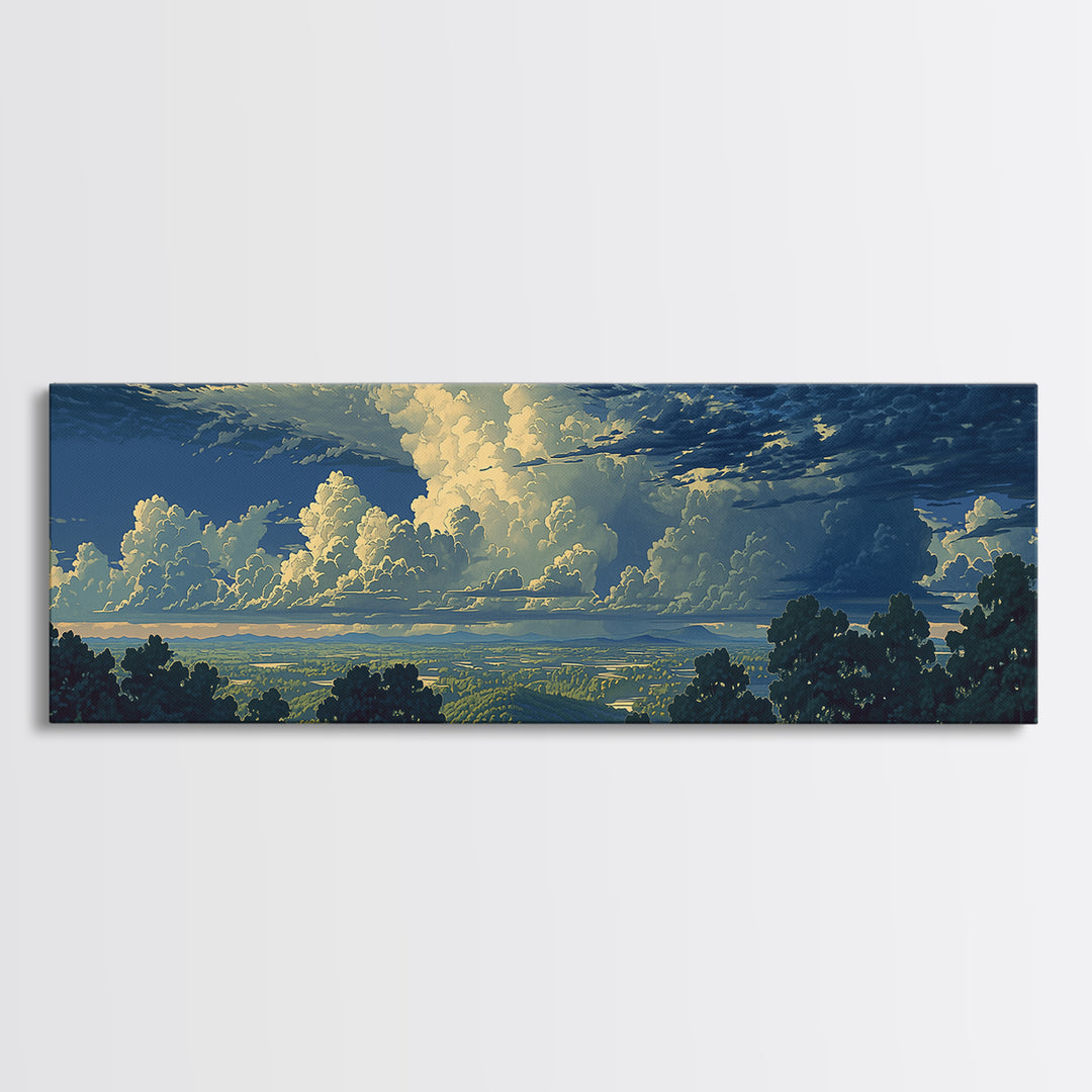 Romantic Cloudscape with Blush and Cream Tones Canvas Print, General Fine Art, Original Painting, Living Room Decor, GEN-3x1-58