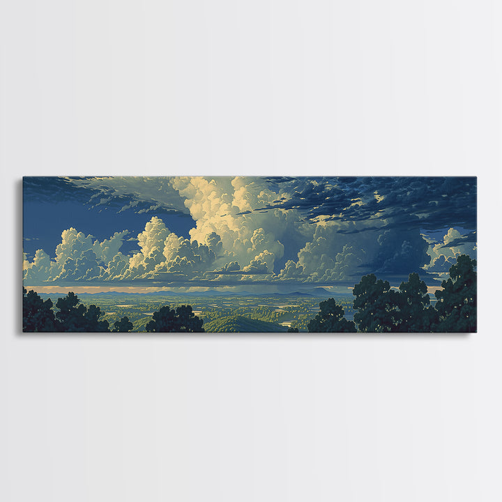 Romantic Cloudscape with Blush and Cream Tones Canvas Print, General Fine Art, Original Painting, Living Room Decor, GEN-3x1-58