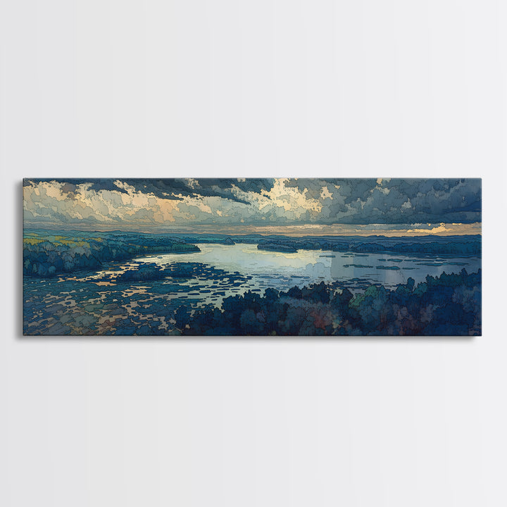 Quiet Abstract River Shape Framed Canvas Print, General Fine Art, Luxury Decor, Living Room Decor, Abstract Art, GEN-3x1-64