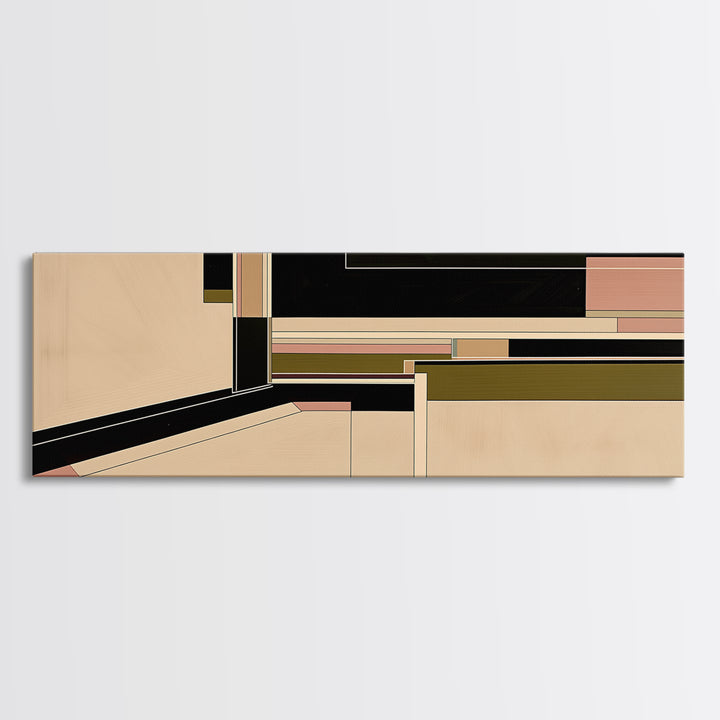 Modern Geometric Composition Framed Canvas Print, General Fine Art, Art Deco, Living Room Decor, Fine Art, Fine Art Print, GEN-3x1-74