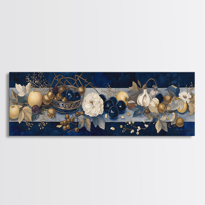 Simple Still Life of Fruit and Linen Canvas Print, General Fine Art, Art, Living Room Decor, Abstract Art, Mid Century Modern, GEN-3x1-80