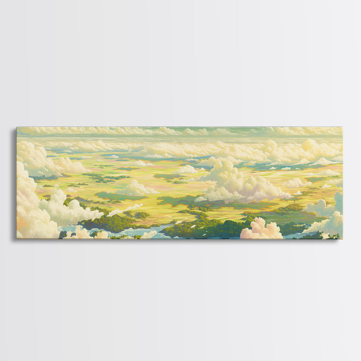 Romantic Cloudscape with Blush and Cream Tones Canvas Print, General Fine Art, Original Painting, Living Room Decor, GEN-3x1-82
