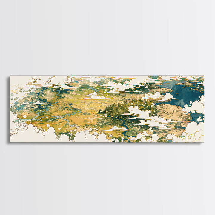 Quiet Abstract River Shape Canvas Print, General Fine Art, Wall Art, Living Room Decor, Abstract Art, Printable, GEN-3x1-88