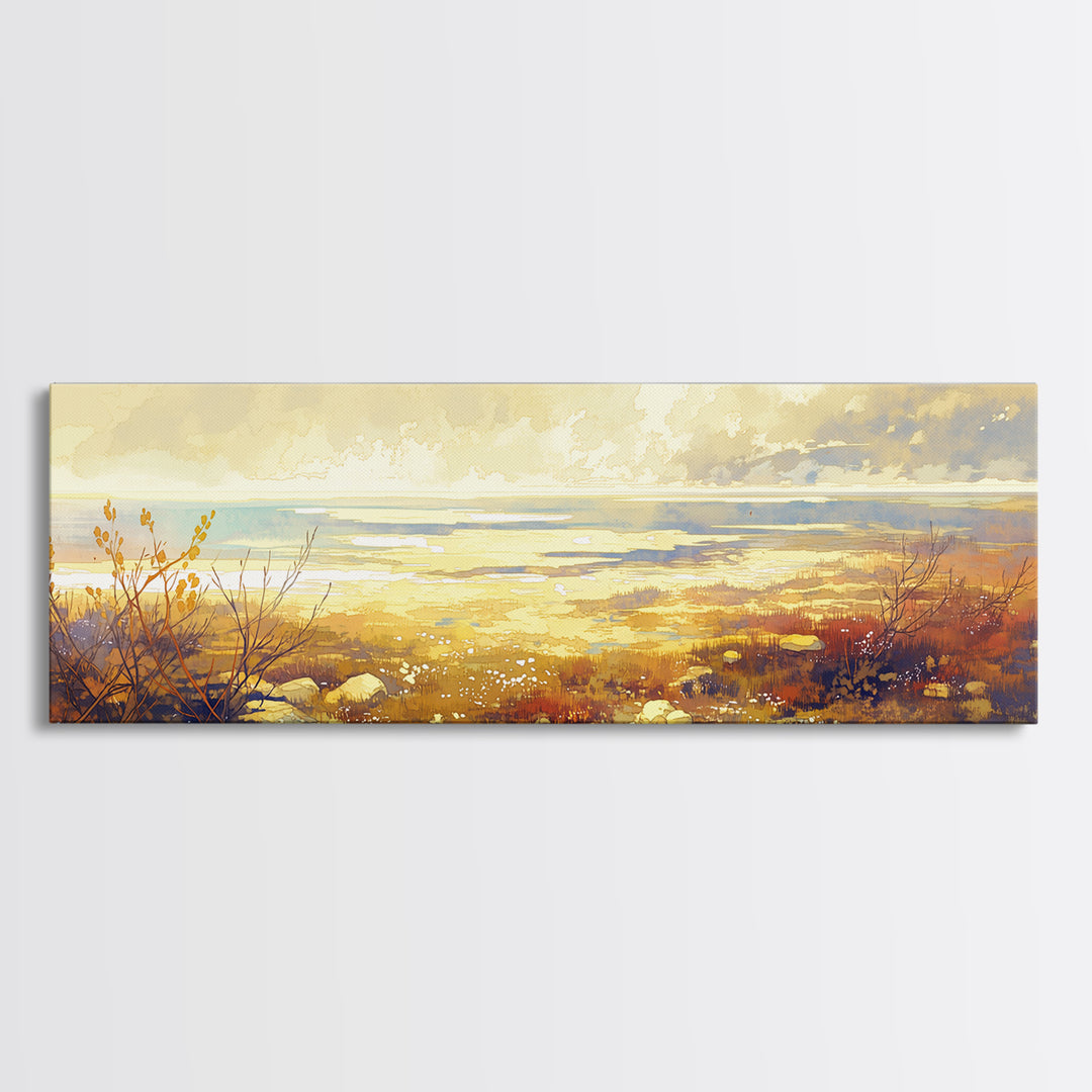Quiet Abstract Landscape Framed Canvas Print, General Fine Art, Boho Decor, Living Room Decor, Fine Art, Wall Decor, GEN-3x1-89