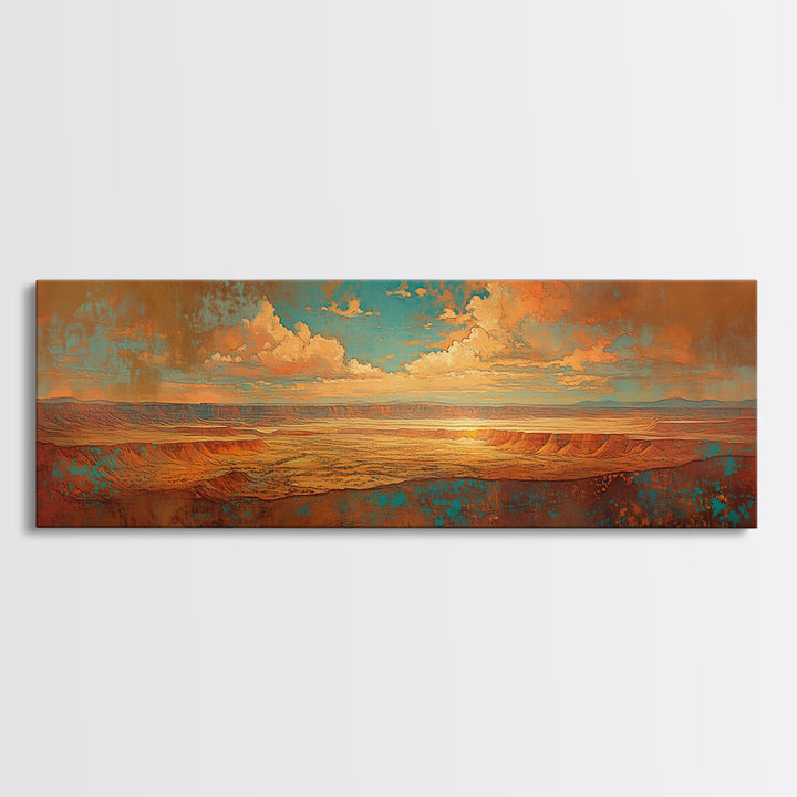 Serene Desert Horizon Framed Canvas Print, General Fine Art, Mid Century Modern, Living Room Decor, Fine Art, GEN-3x1-9