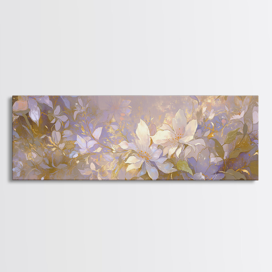 Large Neutral Floral Study Framed Canvas Print, General Fine Art, Framed Wall Art, Living Room Decor, Fine Art, GEN-3x1-90