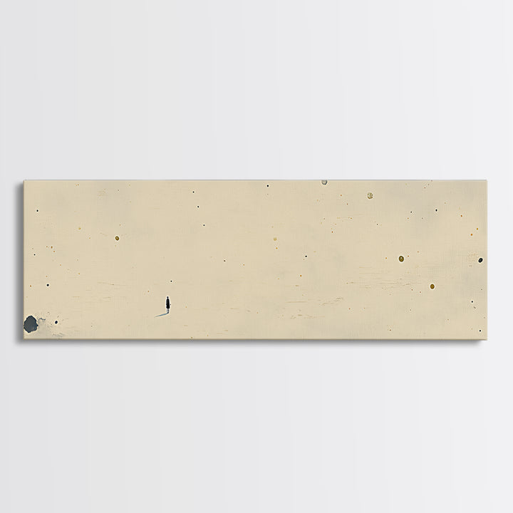 Minimal Black Line Figure on Textured Paper Canvas Print, General Fine Art, Painting, Living Room Decor, Fine Art, GEN-3x1-91