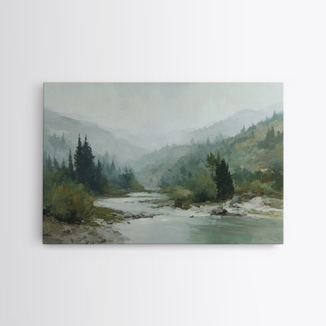 Quiet Abstract River Shape Framed Canvas Print, General Fine Art, Wall Art, Living Room Decor, Abstract Art, GEN-3x2-100